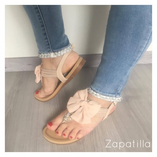 Sandaal beige strik