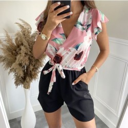 SIEN - PLAYSUIT BLOEMEN ROOS