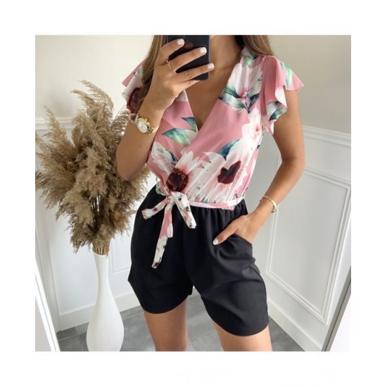SIEN - PLAYSUIT BLOEMEN ROOS
