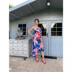AXANA - JURK FLOWER BLAUW