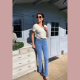 FEE - JEANS BLAUW MID WAIST FLARE