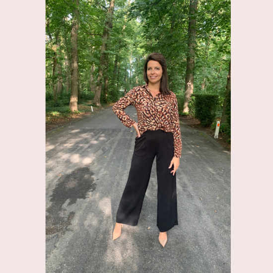 MALOU - BLOES PRINT CAMEL/ZWART