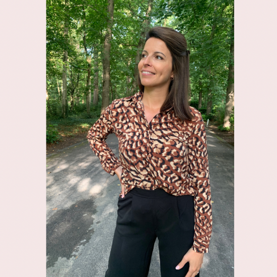 MALOU - BLOES PRINT CAMEL/ZWART
