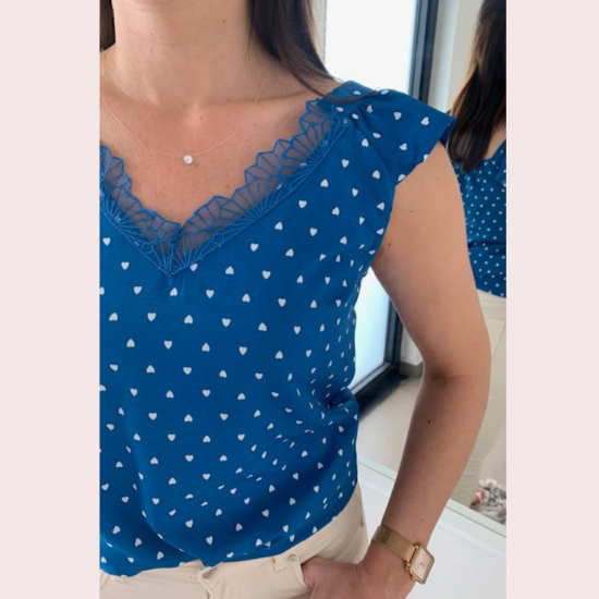 LAURA - PS TOP BLAUW HART