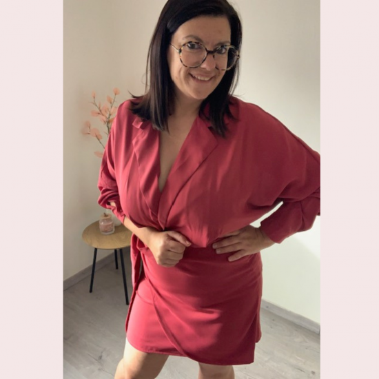 KAROLINA - JURK FRAMBOISE/BORDEAUX