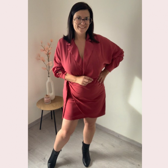 KAROLINA - JURK FRAMBOISE/BORDEAUX