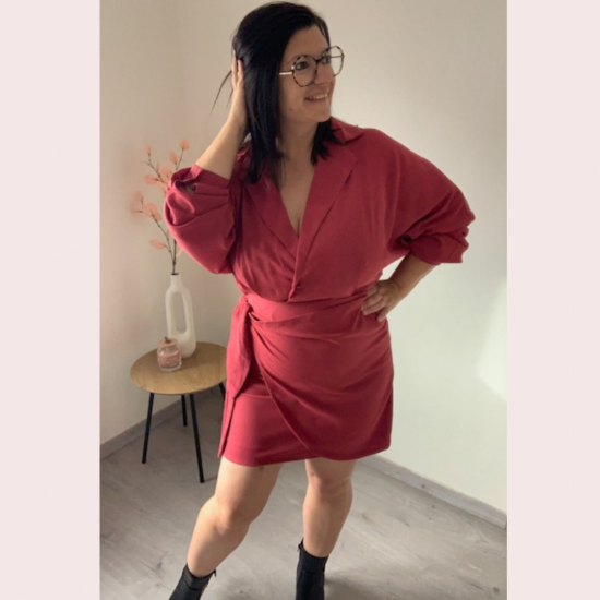 KAROLINA - JURK FRAMBOISE/BORDEAUX
