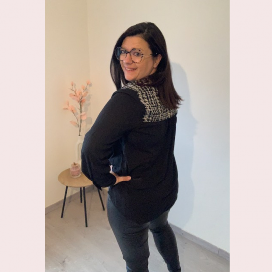 PRISCILLA - BLOES ZWART TWEED