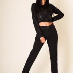 LORI - BROEK JEANS BOYFRIEND ZWART