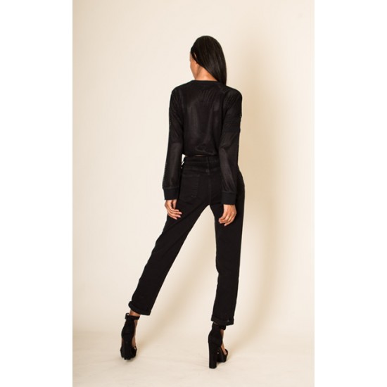 LORI - BROEK JEANS BOYFRIEND ZWART