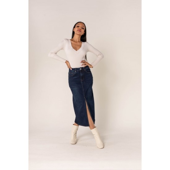 ADELINE - ROK JEANS BLAUW