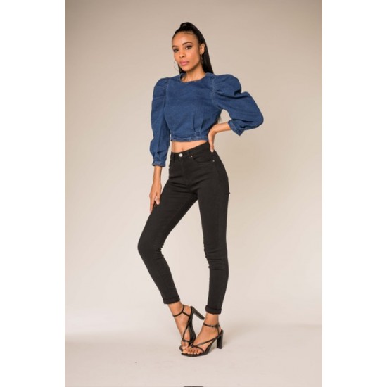 LISELOT - BROEK JEANS ZWART