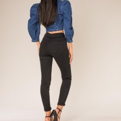 LISELOT - BROEK JEANS ZWART