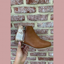 Kort laarsje camel glitter